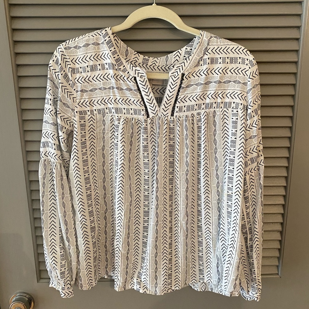 Loft Black and White Blouse Size M